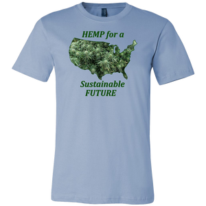 Cáñamo para un futuro sostenible Plantas de cáñamo con flores flotando en el contorno de EE. UU.