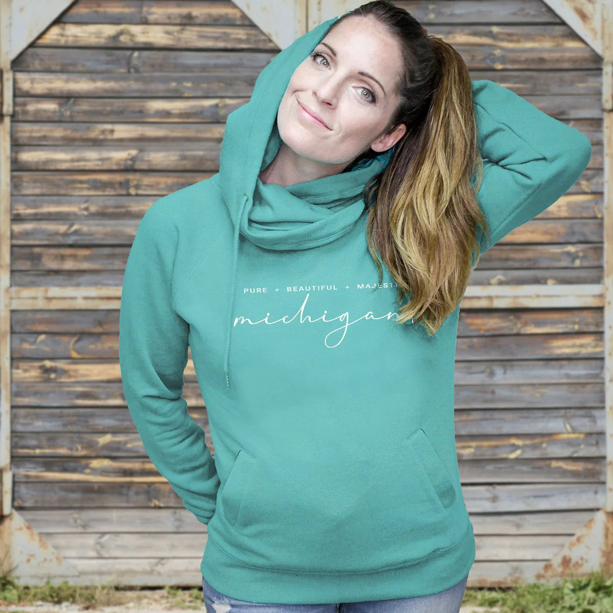 "Majestic" Women's Fleece Funnel Neck Pullover Hoodie