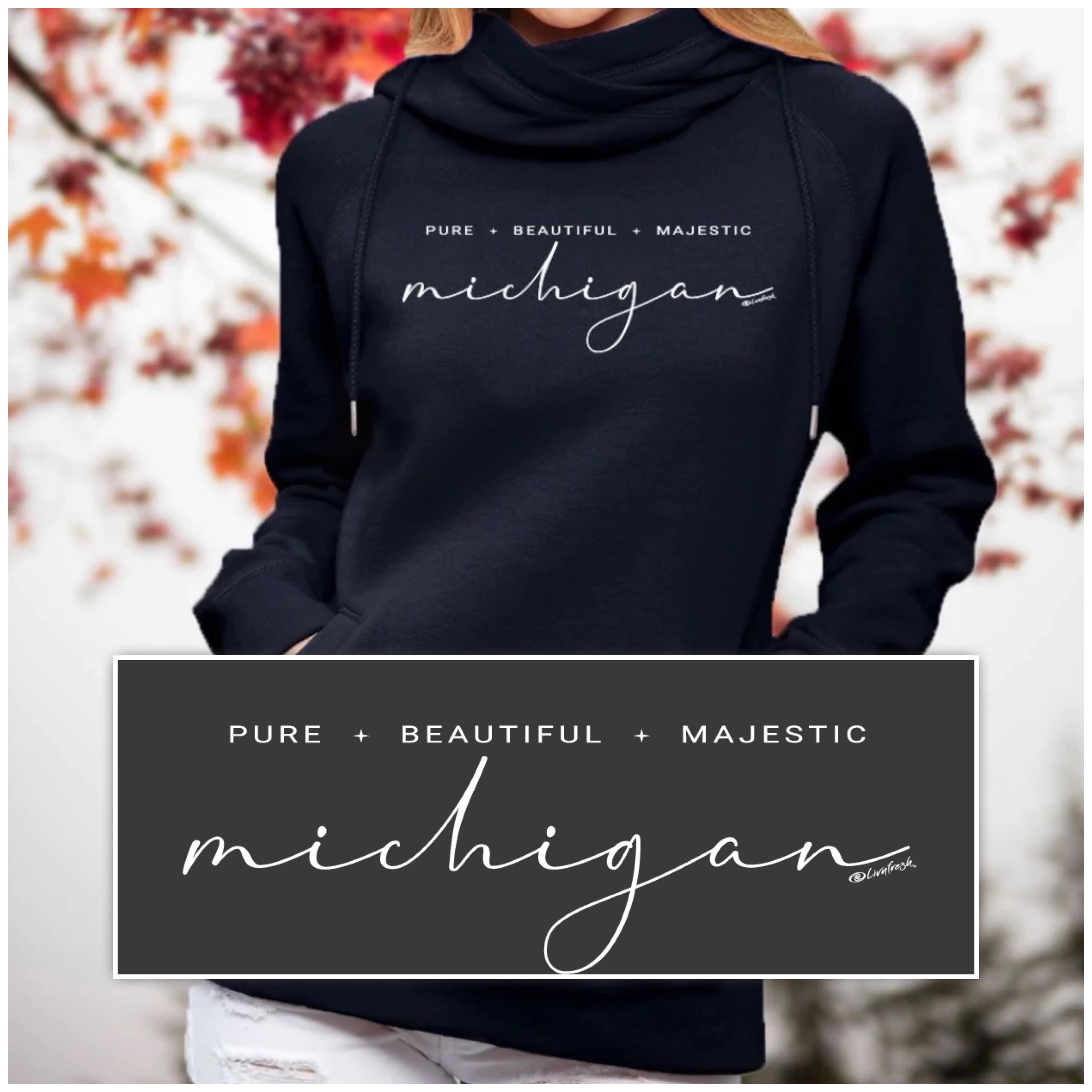"Majestic" Women's Fleece Funnel Neck Pullover Hoodie