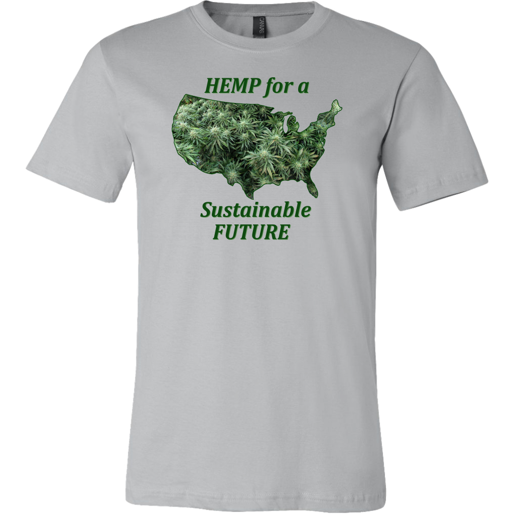 Hemp For Sustainable Future-Flowering Hemp Plants Floating in Outline of USA