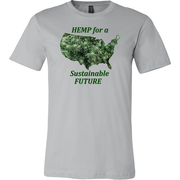 Hemp For Sustainable Future-Flowering Hemp Plants Floating in Outline of USA