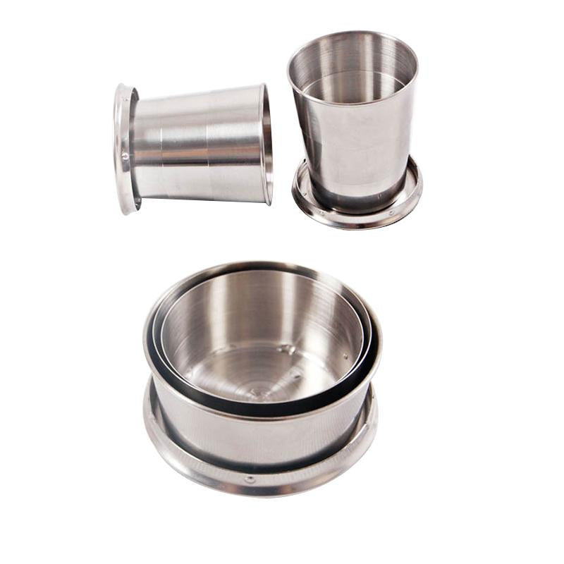Ourpgone 1Pcs Stainless Steel Folding Cup Tool Kit Survival Gear Outdoor Sports