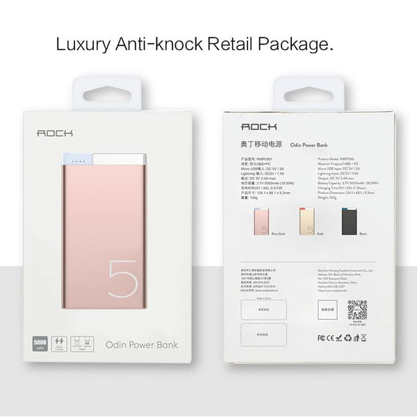 Slim 10000 MAh ROCK Portable Ultra-thin Polymer Metal Alloy Powerbank Battery