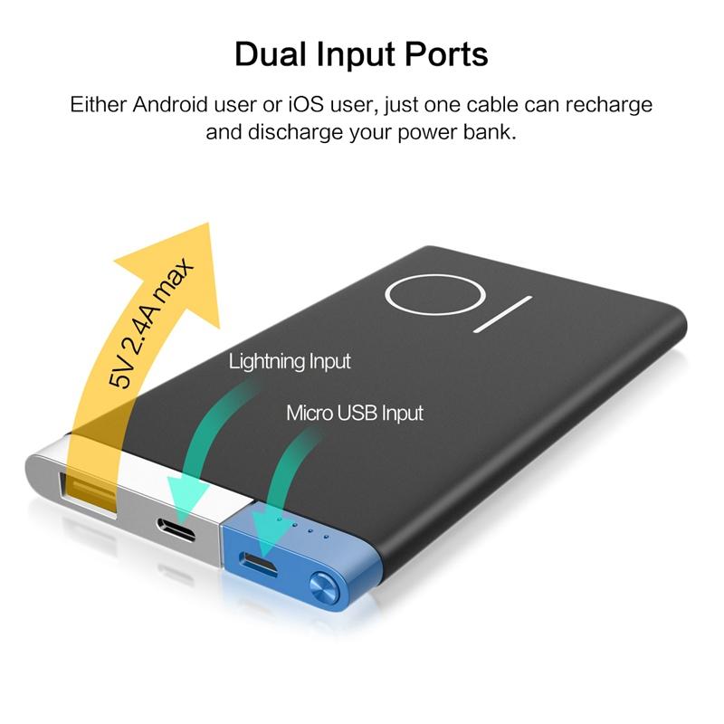 Slim 10000 MAh ROCK Portable Ultra-thin Polymer Metal Alloy Powerbank Battery