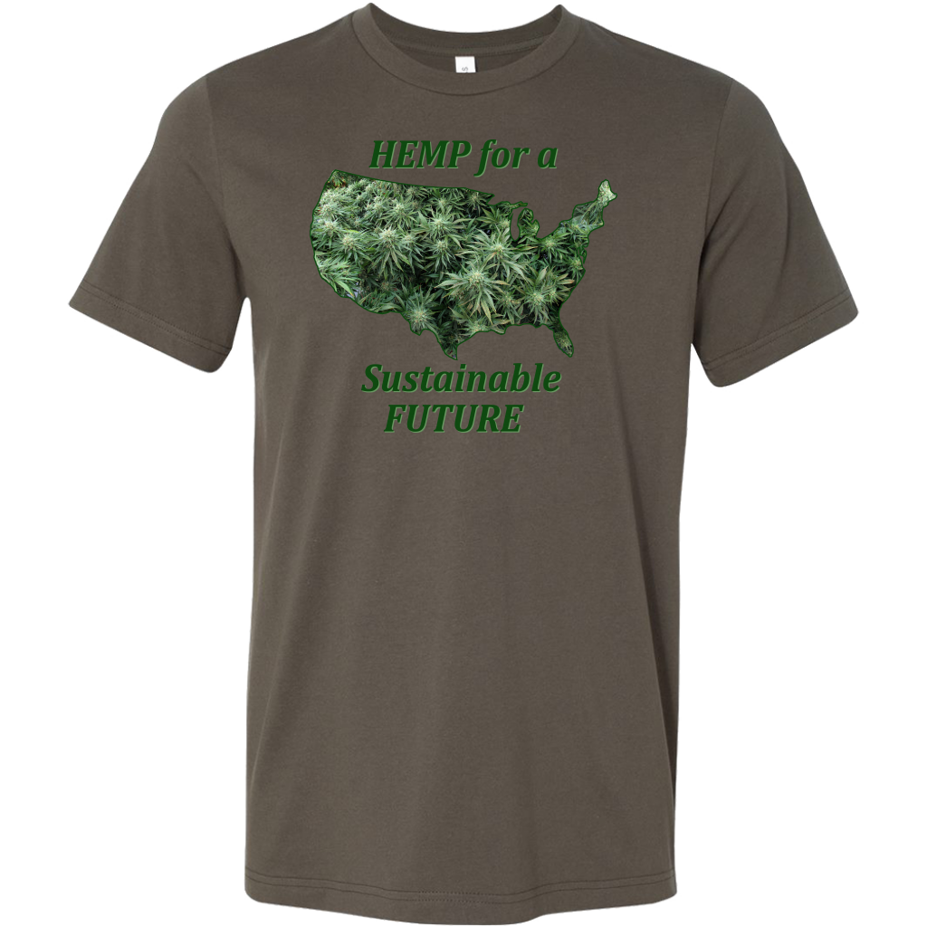 Hemp For Sustainable Future-Flowering Hemp Plants Floating in Outline of USA