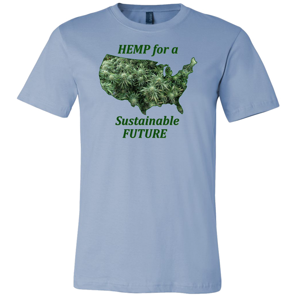 Hemp For Sustainable Future-Flowering Hemp Plants Floating in Outline of USA