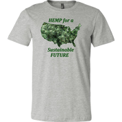 Hemp For Sustainable Future-Flowering Hemp Plants Floating in Outline of USA