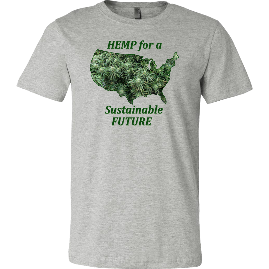 Hemp For Sustainable Future-Flowering Hemp Plants Floating in Outline of USA